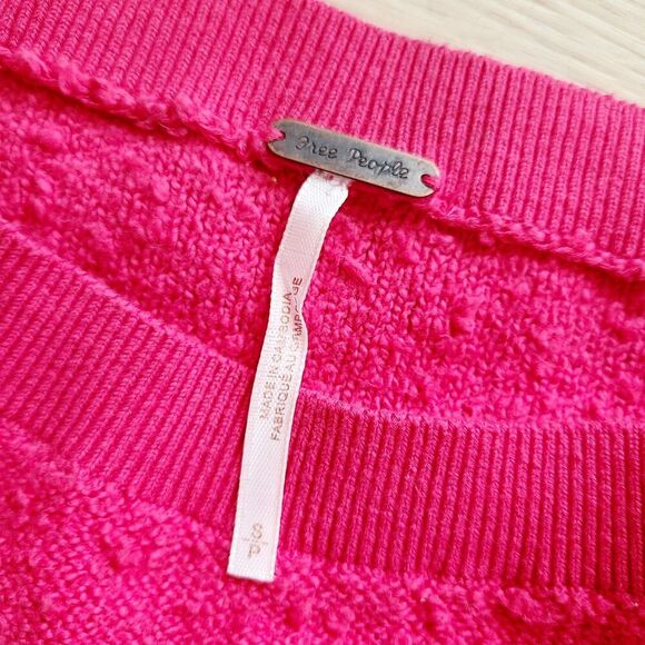 Free People Found My Friend Pullover S Pink Pebbled Textured Dolan Sleeve... - Picture 6 of 8